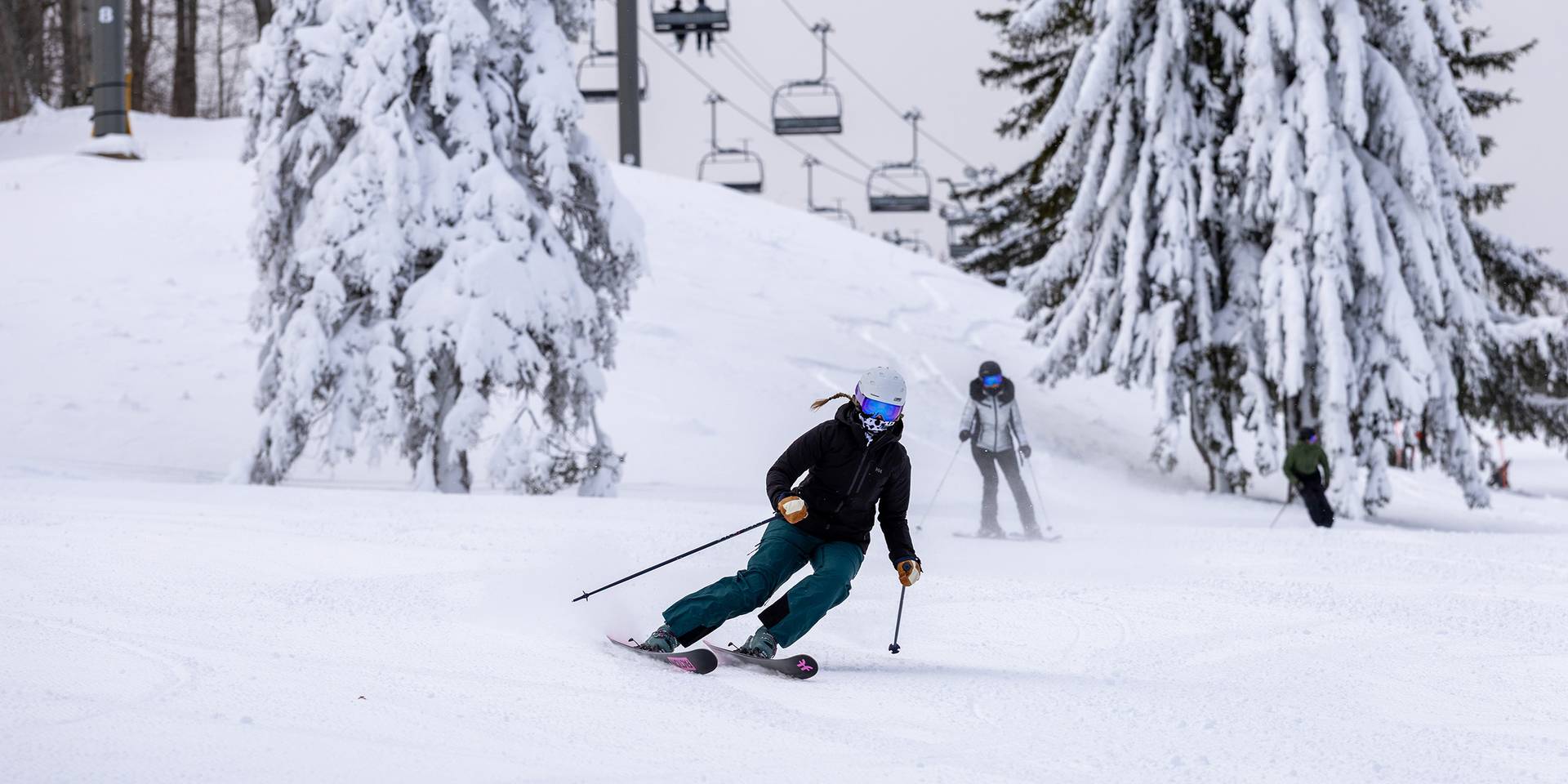 A skier in action at The Highlands