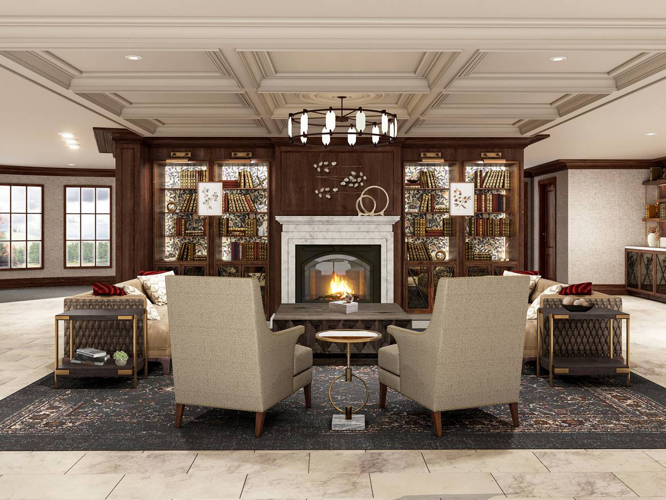 A rendering of the tower lobby