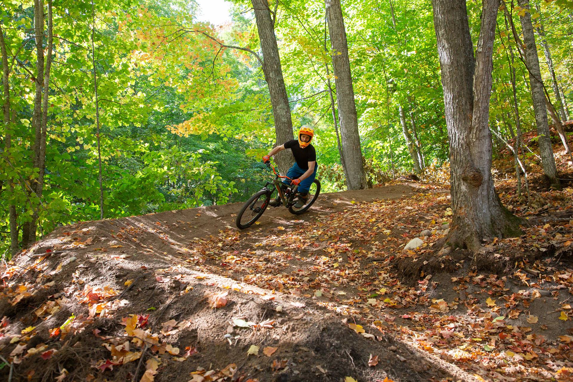 A mountain biker