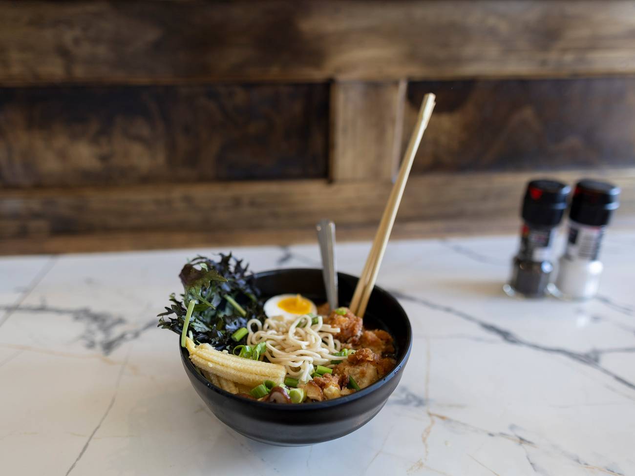 A bowl of ramen at Food Market in The Highlands