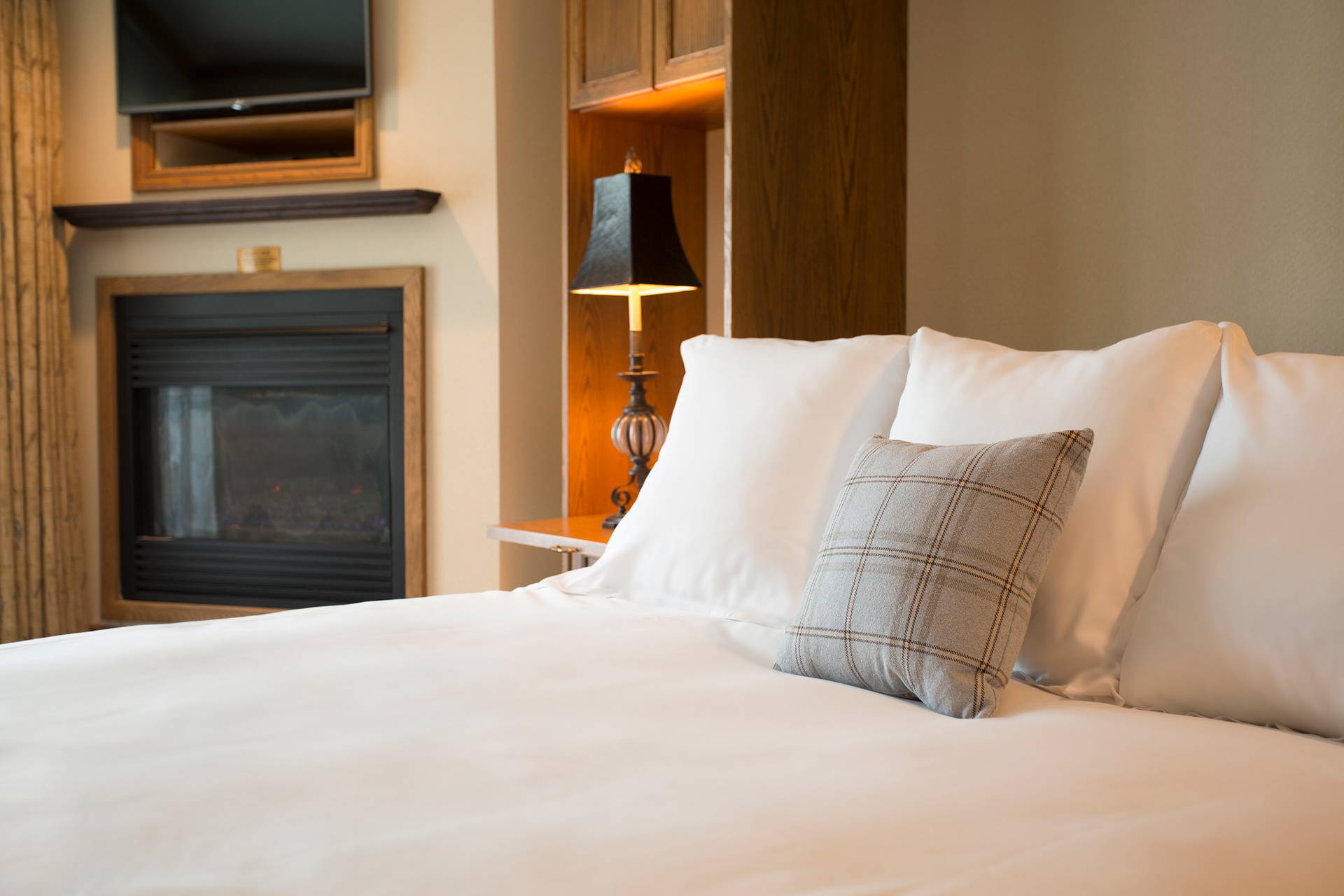 Murphy bed and fireplace