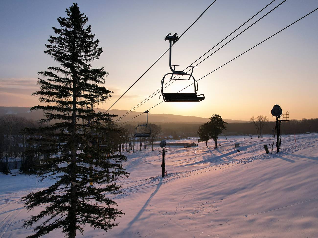 Sunrise over a chairlift