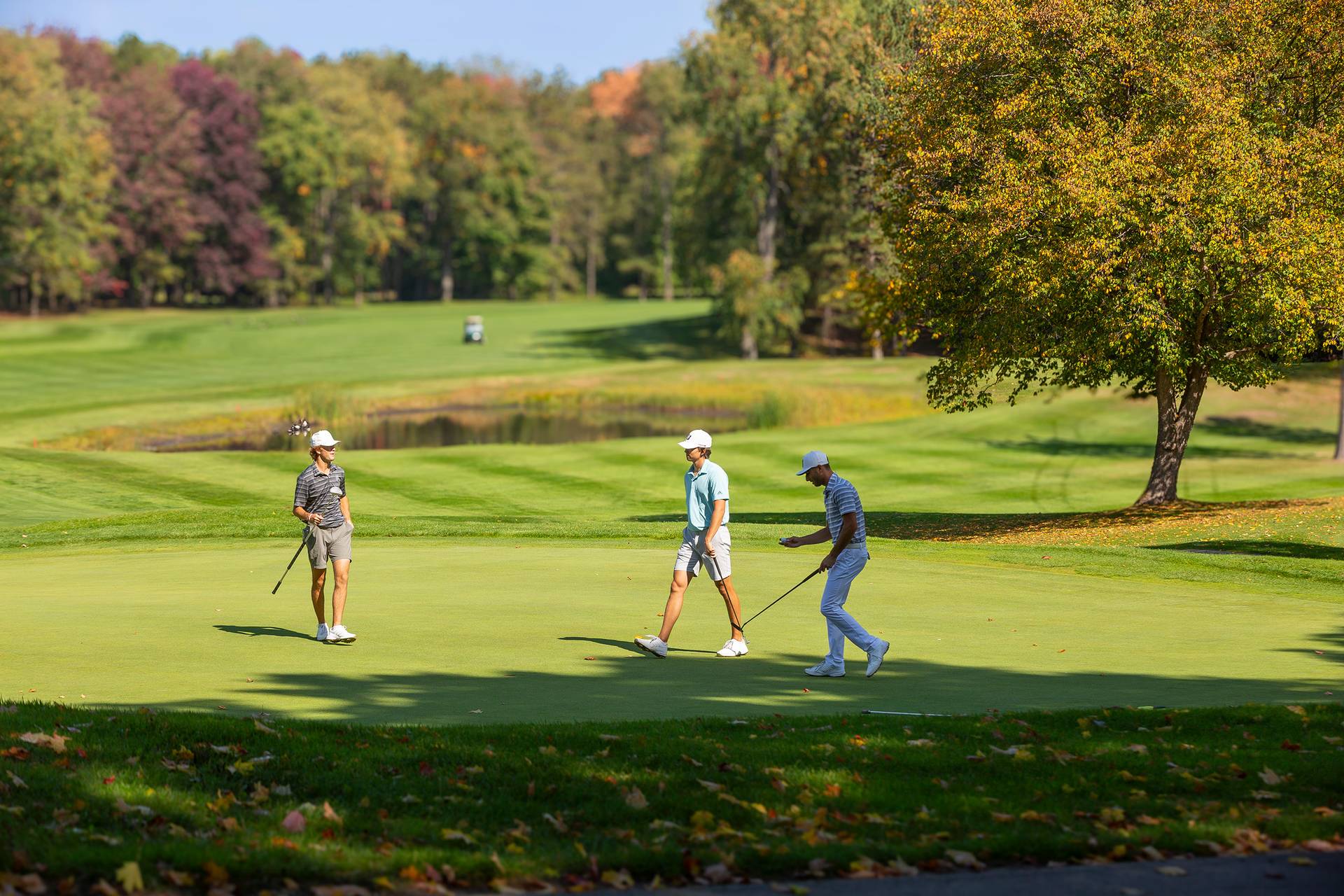 Three golfers at The Highlands