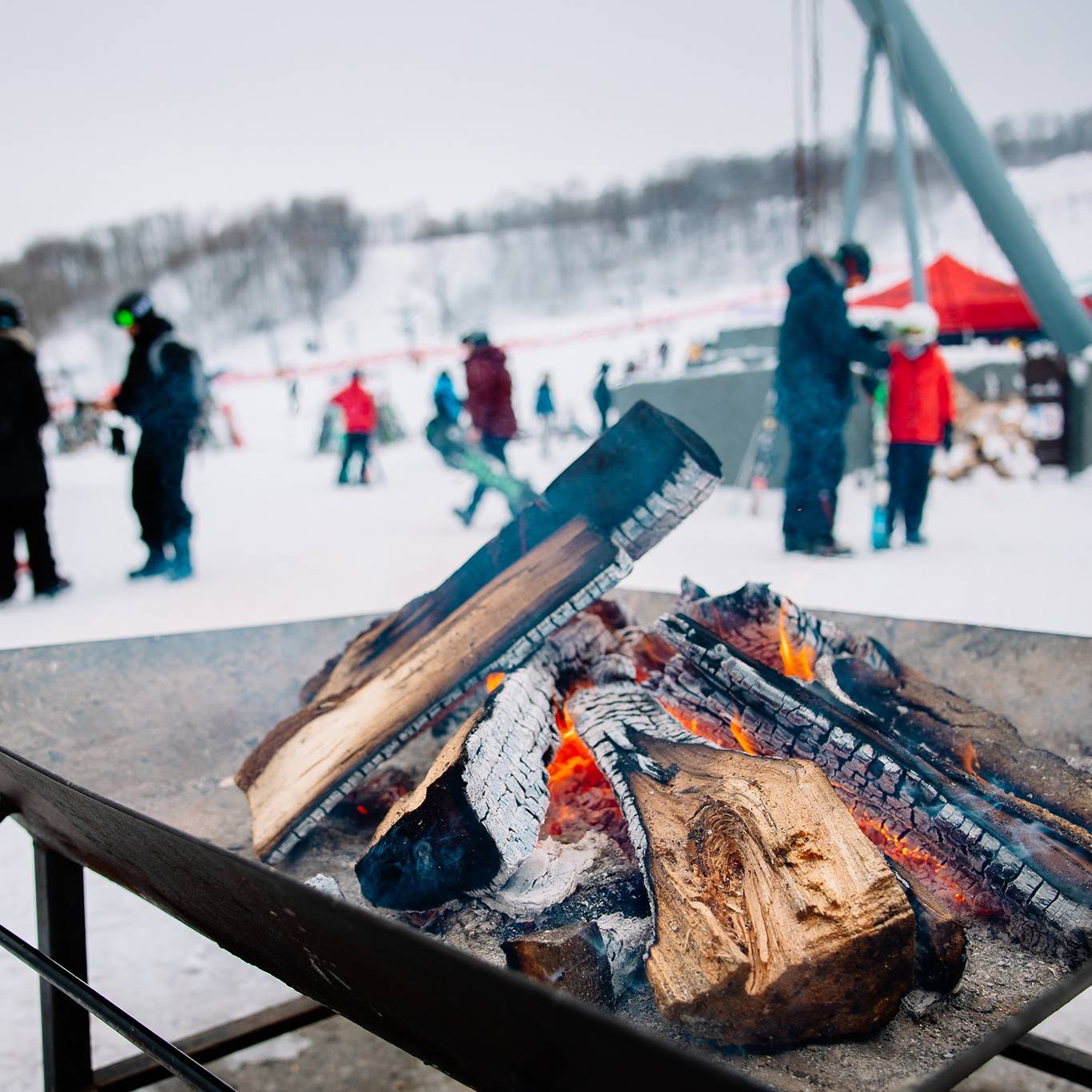A winter bonfire at The Highlands